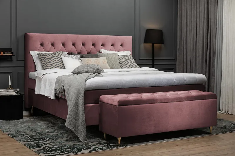 Royal Velvet Sengekiste Fløyel - Rosa - Møbler - Senger - Sengetilbehør - Oppbevaring til senger