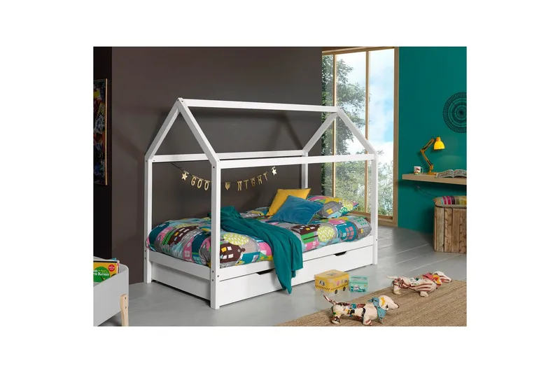 Seng med skuff Dallas Hvit - Hvit - Møbler - Senger - Sengetilbehør - Oppbevaring til senger