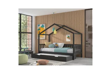 Seng med Skuff og Gjerde Dallas 90x200 cm Antrasitt - Antrasitt - Møbler - Senger - Sengetilbehør - Oppbevaring til senger