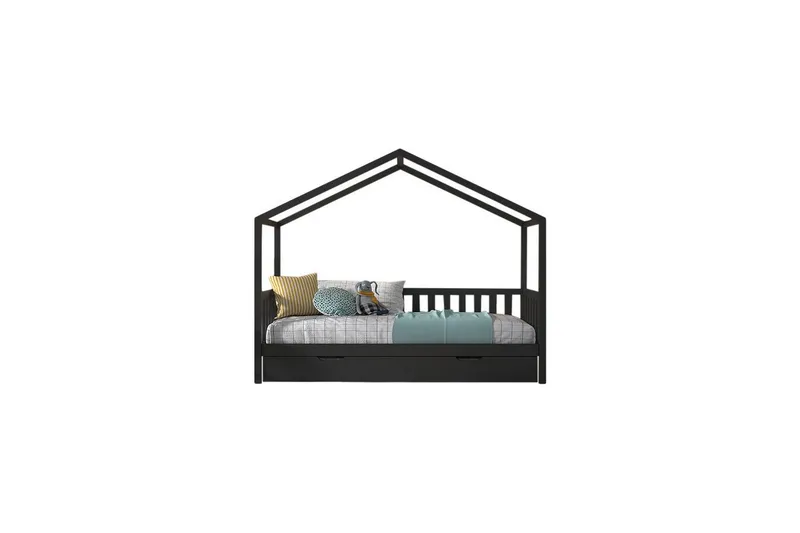 Seng med Skuff og Gjerde Dallas 90x200 cm Antrasitt - Antrasitt - Møbler - Senger - Sengetilbehør - Oppbevaring til senger