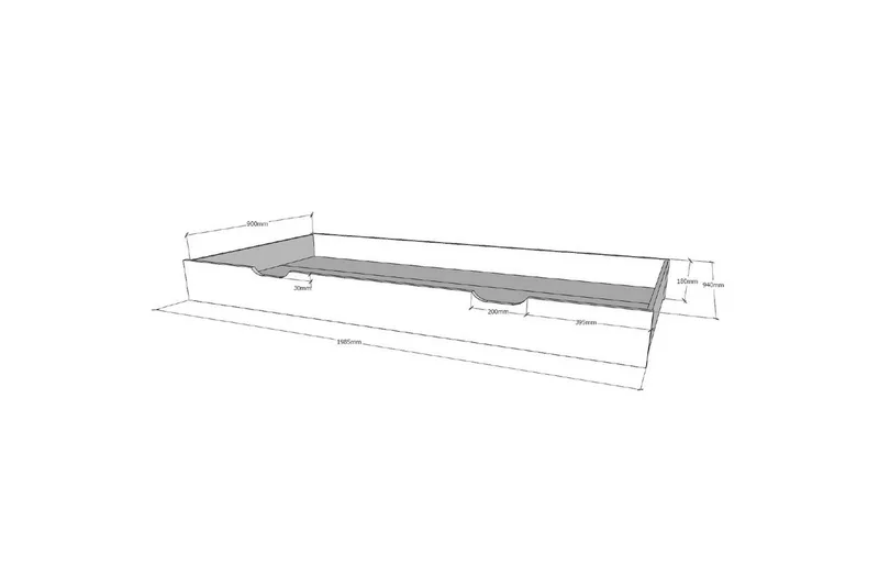 Seng med Skuff og Gjerde Dallas 90x200 cm Antrasitt - Antrasitt - Møbler - Senger - Sengetilbehør - Oppbevaring til senger