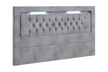 Arona Sengegavl 160 cm med Belysning Fløyel - Grå - Møbler - Senger - Sengetilbehør - Sengegavl