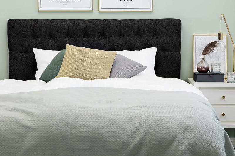 Diamant Sengegavl Lucky 160 cm - Svart/Grå - Møbler - Senger - Sengetilbehør - Sengegavl