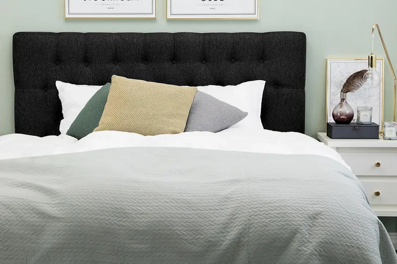 Diamant Sengegavl Lucky 160 cm - Svart|Grå - Møbler - Senger - Sengetilbehør - Sengegavl