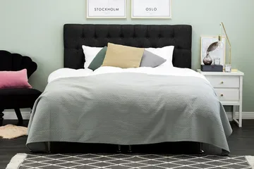 Diamant Sengegavl Lucky 160 cm - Svart/Grå - Møbler - Senger - Sengetilbehør - Sengegavl