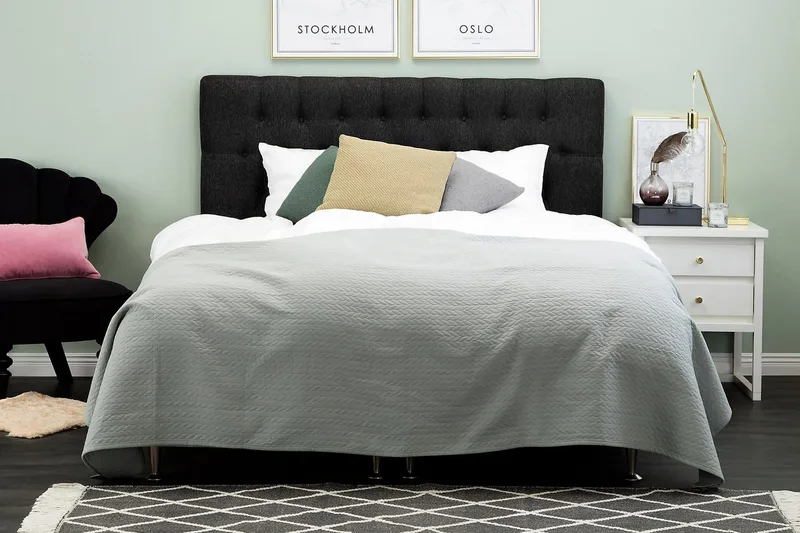 Diamant Sengegavl Lucky 160 cm - Svart/Grå - Møbler - Senger - Sengetilbehør - Sengegavl