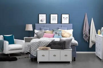 Glatt Sengegavl Lucky 150 cm - Mørkeblå - Møbler - Senger - Sengetilbehør - Sengegavl