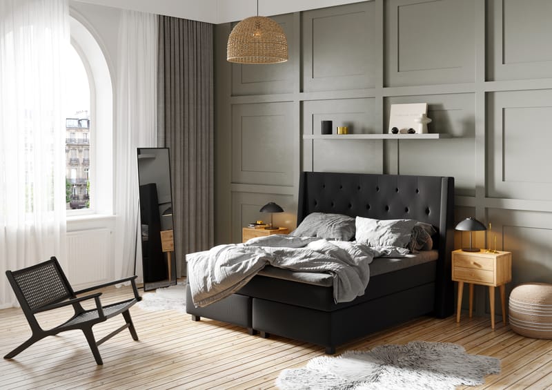 Sengegavl Langham 210 cm Svart - Svart - Sengegavl