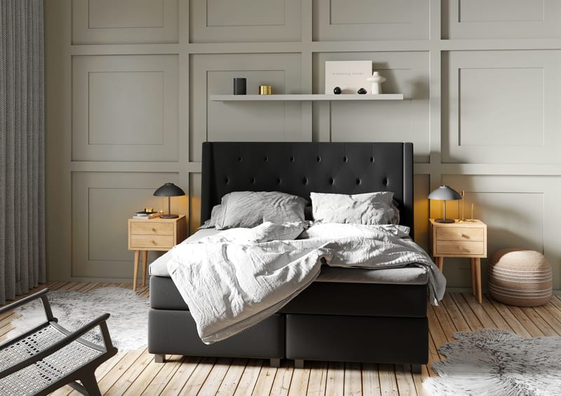 Sengegavl Langham 210 cm Svart - Svart - Sengegavl