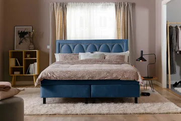 Leva Sengegavl 140 cm - Mørkblå/Fløyel - Møbler - Senger - Sengetilbehør - Sengegavl