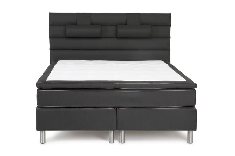 Queen Sengegavl Dypstiftet Linjert, 170 cm Svart