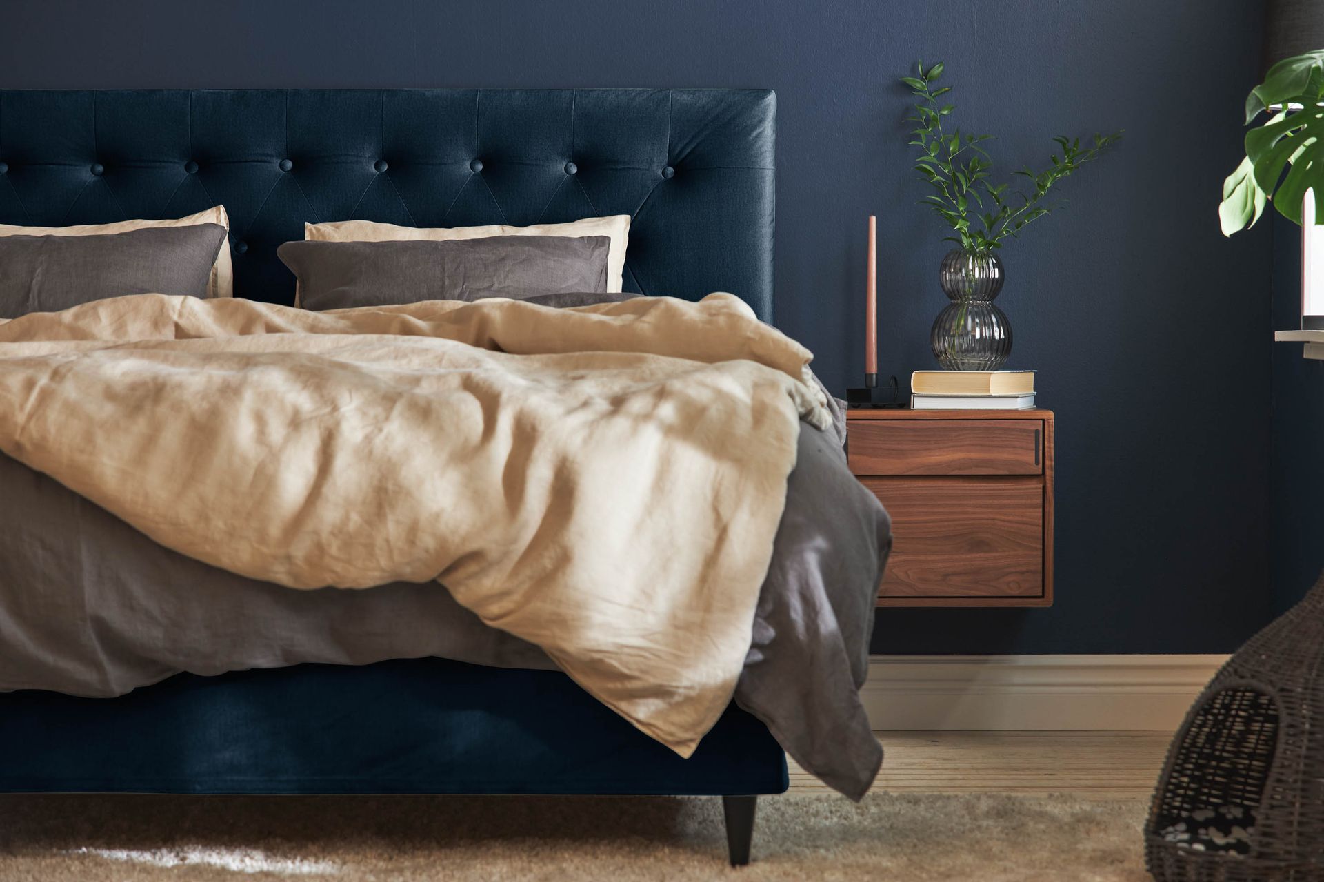 Taston Sengegavl 181x61 cm - Mørkeblå - Møbler - Senger - Sengetilbehør - Sengegavl