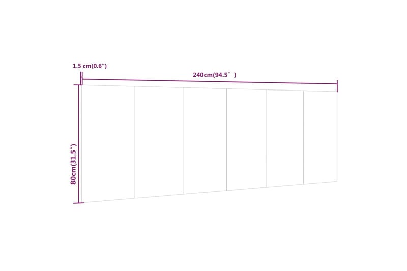 Vegghengt sengegavl høyglans hvit 240x1,5x80 cm konstruert t - Hvit - Sengegavl