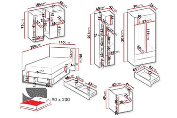 Sigmana Møbelsett For Soverom - Lys Grå/Beige - Møbler - Senger - Møbelsett til soverom