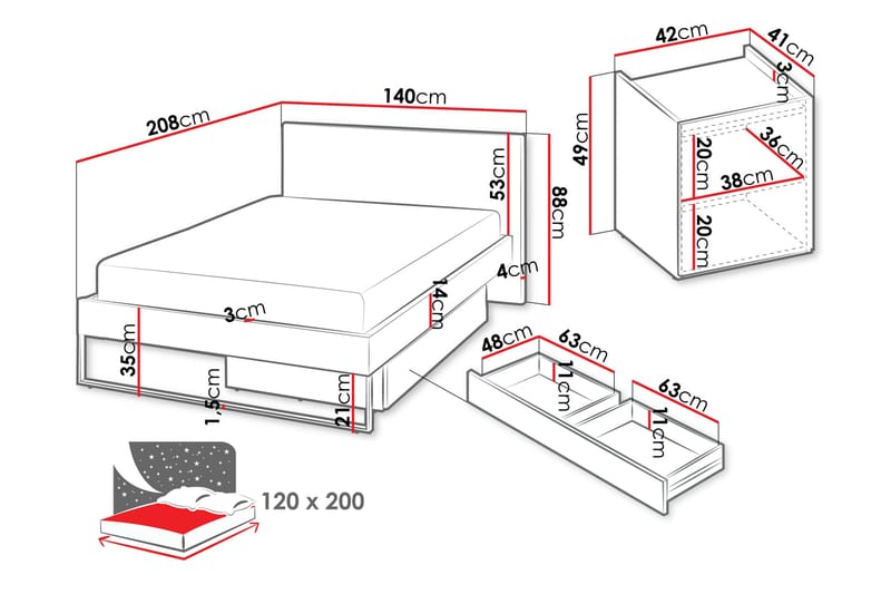 Sigmana Møbelsett For Soverom - Lys Grå/Beige - Møbler - Senger - Møbelsett til soverom