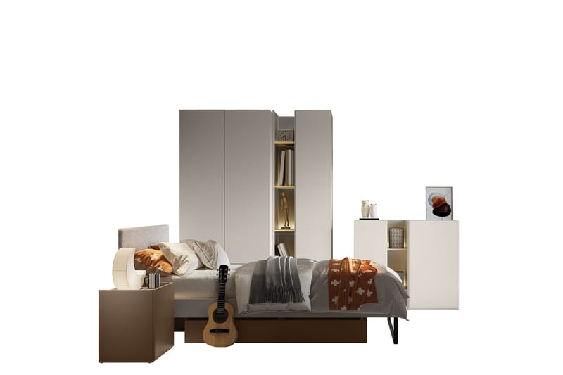 Sigmana Møbelsett For Soverom, Lys Grå/Beige