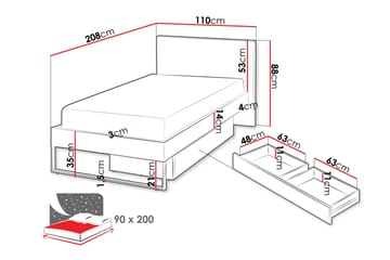 Sigmana Sengeramme 90x200 cm - Lys Grå/Brun - Møbler - Senger - Sengeramme & sengestamme