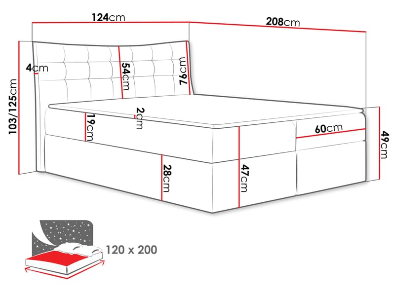 Sirel sengpakke kontinentalseng 120x200 cm - beige - Møbler - Senger - Kontinentalsenger
