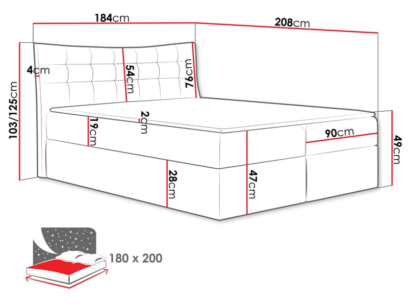 Sirel sengpakke kontinentalseng 180x200 cm - beige - Møbler - Senger - Kontinentalsenger