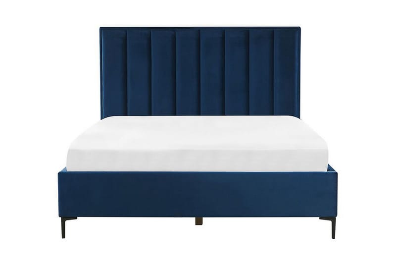 Soveromssett dobbeltseng 160x200 cm marineblå SEZANNE - Blå - Rammeseng - Dobbeltsenger - Komplett sengepakke