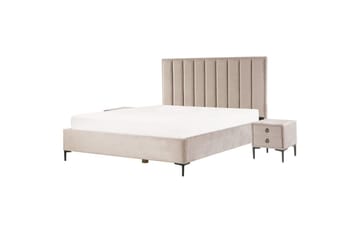 Soveromssett Sezanne Beige/grå/svart, 180x200 cm, Fløyel