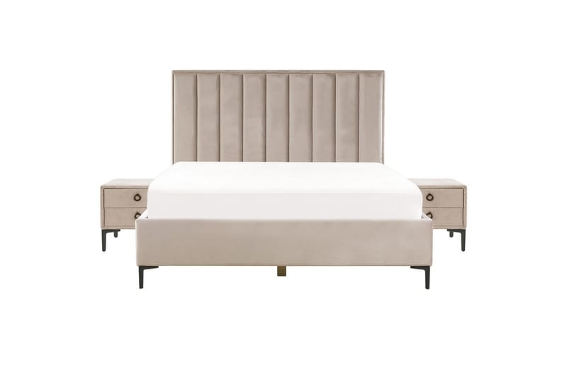 Soveromssett Sezanne Beige/grå/svart, 180x200 cm, Fløyel - Beige/grå/svart, 180x200 cm, Fløyel - Møbler - Senger - Møbelsett til soverom
