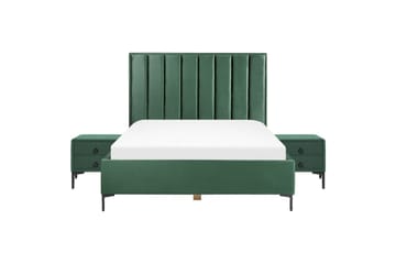 Soveromssett Sezanne Grønn/svart, 160x200 cm, Fløyel - Grønn/svart, 160x200 cm, Fløyel - Møbler - Senger - Møbelsett til soverom