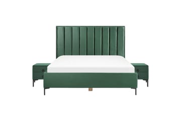 Soveromssett Sezanne Grønn/svart, 180x200 cm, Fløyel - Grønn/svart, 180x200 cm, Fløyel - Møbler - Senger - Møbelsett til soverom