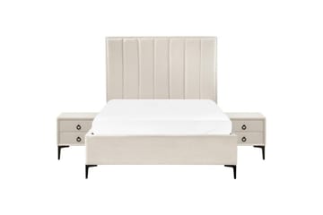 Soveromssett Sezanne Hvit/Svart, 140x200 cm, Bouclé - Hvit/Svart, 140x200 cm, Bouclé - Møbler - Senger - Møbelsett til soverom