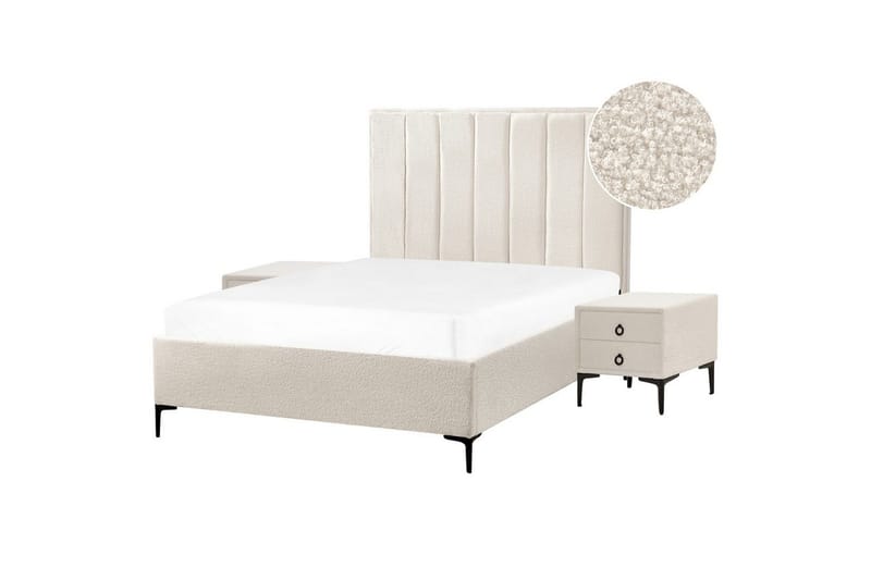 Soveromssett Sezanne Hvit/Svart, 140x200 cm, Bouclé, Hvit/Svart, 140x200 cm, Bouclé