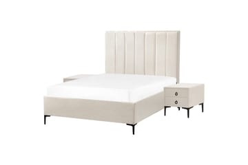 Soveromssett Sezanne Hvit/Svart, 140x200 cm, Bouclé - Hvit/Svart, 140x200 cm, Bouclé - Møbler - Senger - Møbelsett til soverom