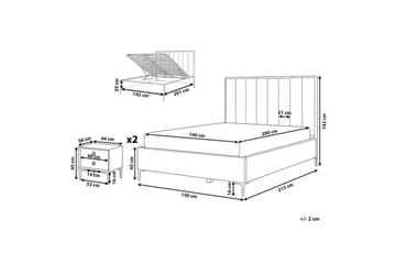 Soveromssett Sezanne Hvit/Svart, 140x200 cm, Bouclé - Hvit/Svart, 140x200 cm, Bouclé - Møbler - Senger - Møbelsett til soverom