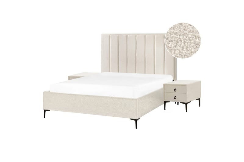 Soveromssett Sezanne Hvit/Svart, 160x200 cm, Bouclé, Hvit/Svart, 160x200 cm, Bouclé