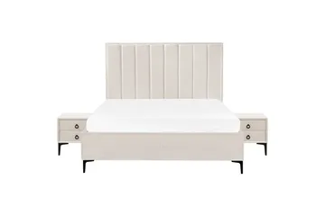 Soveromssett Sezanne Hvit/Svart, 160x200 cm, Bouclé - Hvit/Svart, 160x200 cm, Bouclé - Møbler - Senger - Møbelsett til soverom