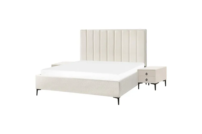 Soveromssett Sezanne Hvit/Svart, 180x200 cm, Bouclé - Hvit/Svart, 180x200 cm, Bouclé - Møbler - Senger - Møbelsett til soverom