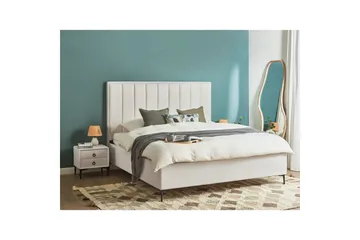 Soveromssett Sezanne Hvit/Svart, 180x200 cm, Bouclé - Hvit/Svart, 180x200 cm, Bouclé - Møbler - Senger - Møbelsett til soverom