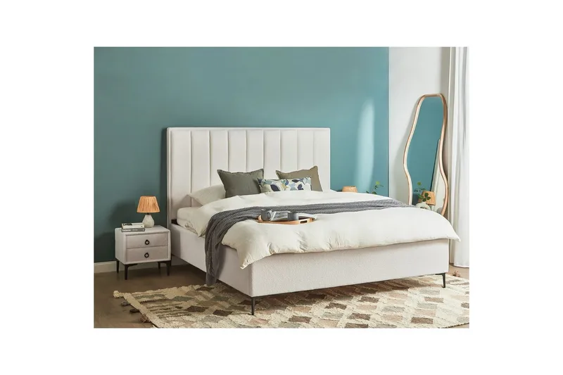 Soveromssett Sezanne Hvit/Svart, 180x200 cm, Bouclé - Hvit/Svart, 180x200 cm, Bouclé - Møbler - Senger - Møbelsett til soverom