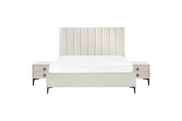 Soveromssett Sezanne Hvit/Svart, 180x200 cm, Bouclé - Hvit/Svart, 180x200 cm, Bouclé - Møbler - Senger - Møbelsett til soverom