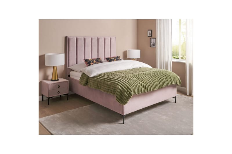 Soveromssett Sezanne Rosa/Svart, 140x200 cm, Fløyel - Rosa/Svart, 140x200 cm, Fløyel - Møbler - Senger - Møbelsett til soverom