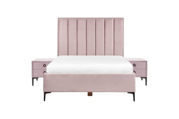 Soveromssett Sezanne Rosa/Svart, 140x200 cm, Fløyel - Rosa/Svart, 140x200 cm, Fløyel - Møbler - Senger - Møbelsett til soverom