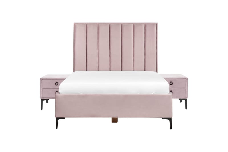 Soveromssett Sezanne Rosa/Svart, 140x200 cm, Fløyel - Rosa/Svart, 140x200 cm, Fløyel - Møbler - Senger - Møbelsett til soverom