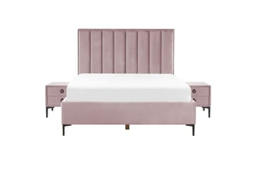 Soveromssett Sezanne Rosa/Svart, 160x200 cm, Fløyel - Rosa/Svart, 160x200 cm, Fløyel - Møbler - Senger - Møbelsett til soverom