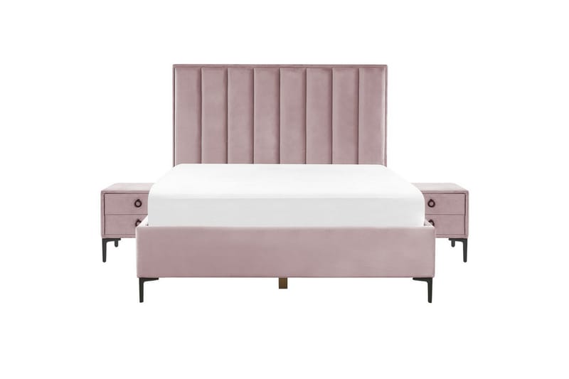 Soveromssett Sezanne Rosa/Svart, 160x200 cm, Fløyel - Rosa/Svart, 160x200 cm, Fløyel - Møbler - Senger - Møbelsett til soverom