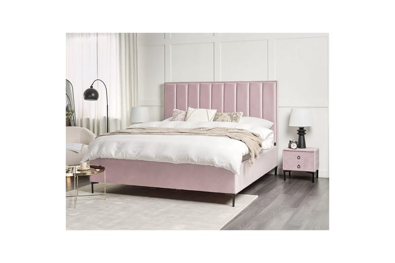 Soveromssett Sezanne Rosa/Svart, 180x200 cm, Fløyel - Rosa/Svart, 180x200 cm, Fløyel - Møbler - Senger - Møbelsett til soverom
