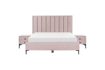 Soveromssett Sezanne Rosa/Svart, 180x200 cm, Fløyel - Rosa/Svart, 180x200 cm, Fløyel - Møbler - Senger - Møbelsett til soverom