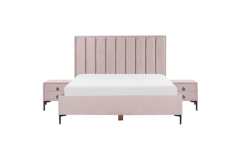 Soveromssett Sezanne Rosa/Svart, 180x200 cm, Fløyel - Rosa/Svart, 180x200 cm, Fløyel - Møbler - Senger - Møbelsett til soverom