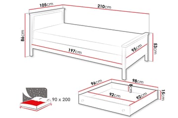 Storys Sengeramme 200x90 cm - Hvit - Møbler - Senger - Sengeramme & sengestamme