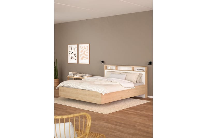 Sumita Sengeramme 140x190 cm - Natur/Hvit - Møbler - Senger - Sengeramme & sengestamme