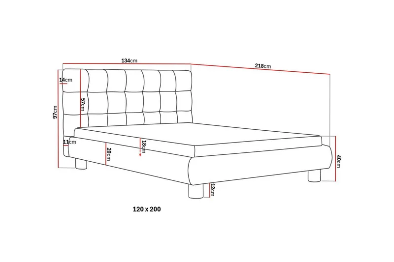 Teddy Komplett Sengpakke Sengeramme med Madrass 120x200 cm - Svart - Møbler - Senger - Dobbeltsenger