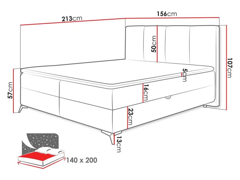 Thoros Komplett Sengepakke 140x200 cm Kontinentalseng med Oppbevaring - Brun - Møbler - Senger - Kontinentalsenger